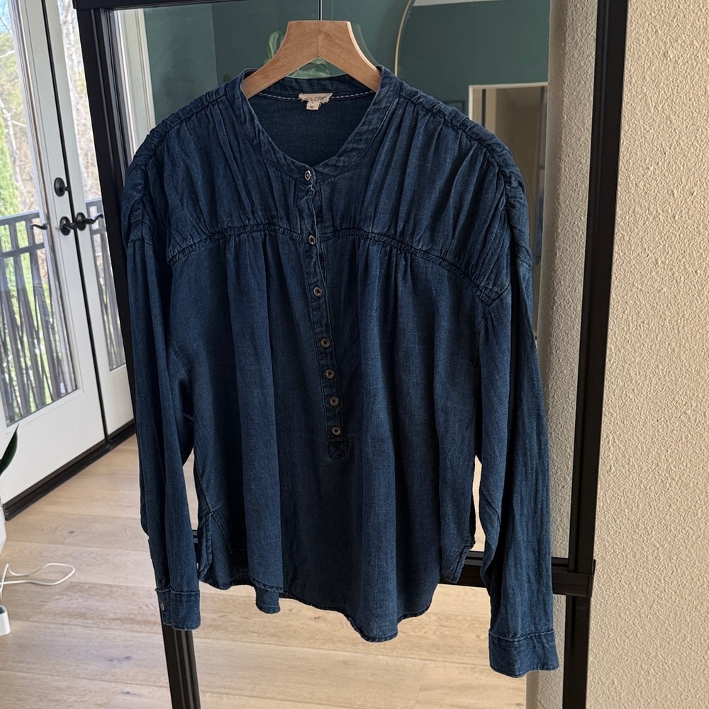Pilcro Dark Blue Denim Blouse